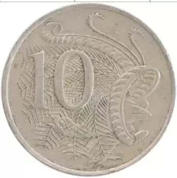 Монета 10 центов Австралии 1971 года Медно-никель Елизавета II