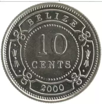 Монета 10 центов Белиза 2000 года Медно-никель Елизавета II