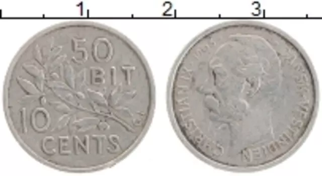 Монета 10 центов Датской Вест-Индии 1905 года Серебро Кристиан IX