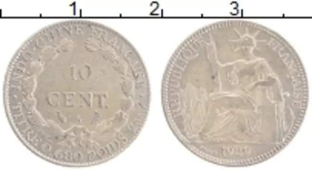 Монета 10 центов Индокитая 1929 года Серебро