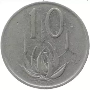 Монета 10 центов Южно Африканской Республики 1965 года Медно-никель Йохан ван Рибек