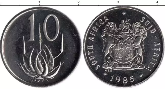 Монета 10 центов Южно Африканской Республики 1985 года Медно-никель