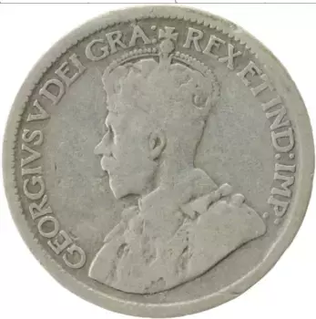Монета 10 центов Канады 1914 года Серебро Георг V