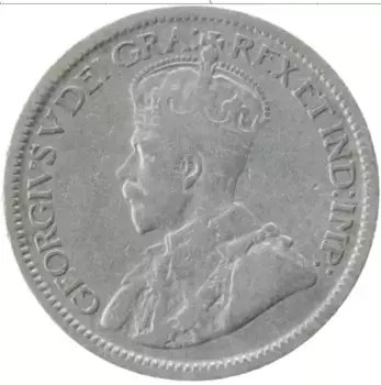 Монета 10 центов Канады 1916 года Серебро Георг V