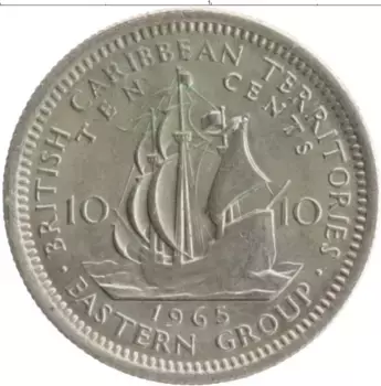 Монета 10 центов Кариб 1965 года Медно-никель Елизавета II