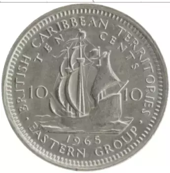 Монета 10 центов Кариб 1965 года Медно-никель Елизавета II