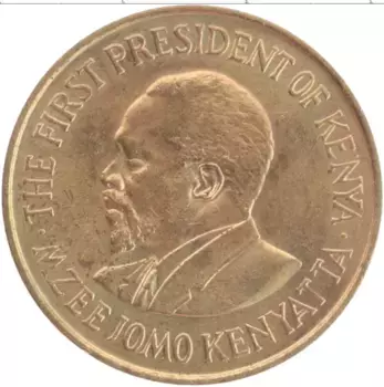 Монета 10 центов Кении 1975 года Латунь