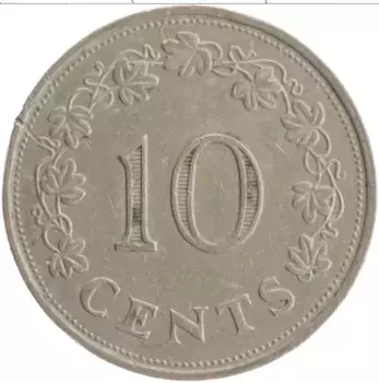 Монета 10 центов Мальты 1972 года Медно-никель