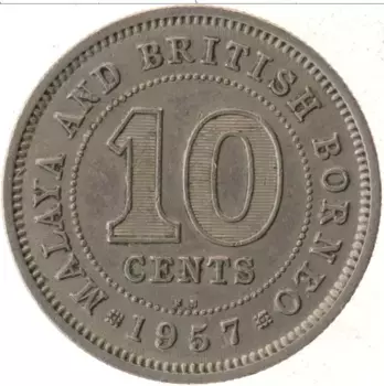 Монета 10 центов Малайи 1957 года Медно-никель Елизавета II