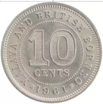 Монета 10 центов Малайи 1961 года Медно-никель Елизавета II