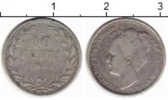 Монета 10 центов Нидерланд 1909 года Серебро Вильгельмина