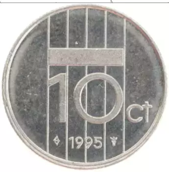 Монета 10 центов Нидерланд 1995 года Медно-никель Беатрикс