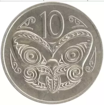 Монета 10 центов Новой Зеландии 1972 года Медно-никель Елизавета II