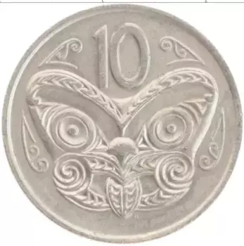 Монета 10 центов Новой Зеландии 1975 года Медно-никель Елизавета II