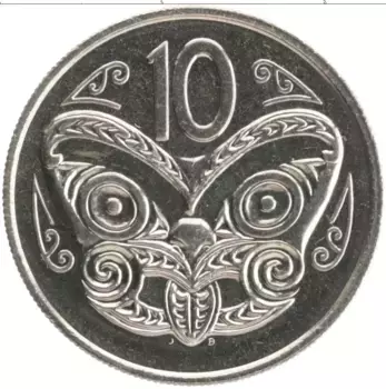 Монета 10 центов Новой Зеландии 1975 года Медно-никель Елизавета II