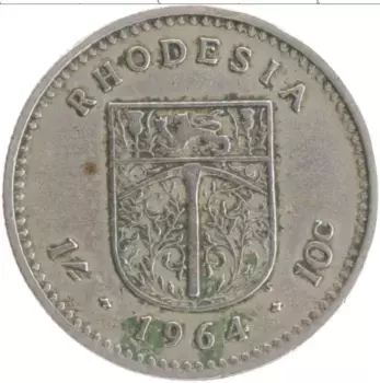 Монета 10 центов Родезии 1964 года Медно-никель Елизавета II