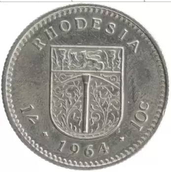 Монета 10 центов Родезии 1964 года Медно-никель Елизавета II