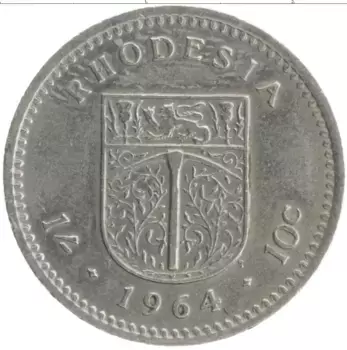 Монета 10 центов Родезии 1964 года Медно-никель Елизавета II