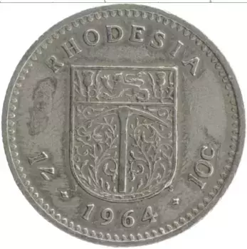 Монета 10 центов Родезии 1964 года Медно-никель Елизавета II