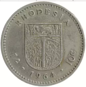 Монета 10 центов Родезии 1964 года Медно-никель Елизавета II