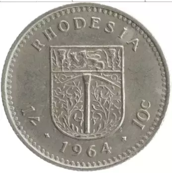 Монета 10 центов Родезии 1964 года Медно-никель Елизавета II