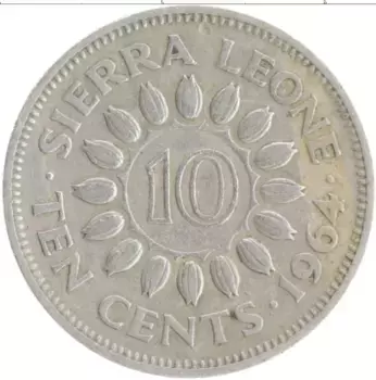 Монета 10 центов Сьерры-Леоне 1964 года Медно-никель Милтон Маргаи