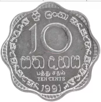 Монета 10 центов Шри-Ланки 1991 года Алюминий