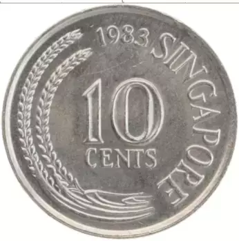 Монета 10 центов Сингапура 1983 года Медно-никель