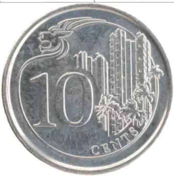 Монета 10 центов Сингапура 2013 года Медно-никель