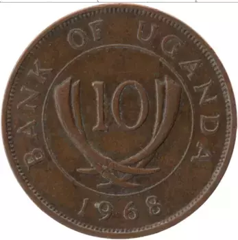 Монета 10 центов Уганды 1968 года Бронза