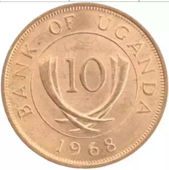 Монета 10 центов Уганды 1968 года Бронза