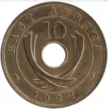 Монета 10 центов Восточной Африки 1922 года Бронза Георг V