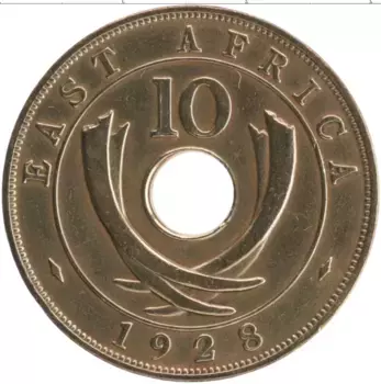 Монета 10 центов Восточной Африки 1928 года Бронза Георг V