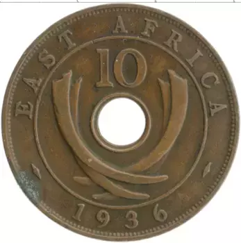 Монета 10 центов Восточной Африки 1936 года Бронза Эдуард VIII