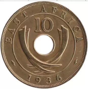 Монета 10 центов Восточной Африки 1936 года Бронза Эдуард VIII