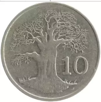 Монета 10 центов Зимбабве 1997 года Сталь