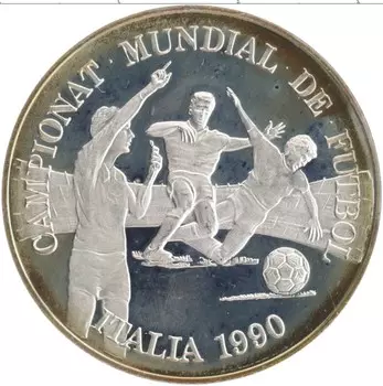 Монета 10 динерс Андорры 1989 года Серебро Чемпионат мира по футболу в Италии 1990