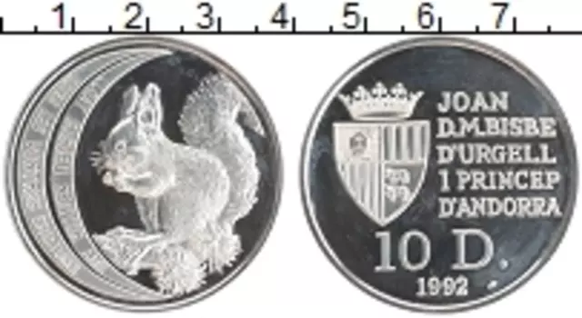 Монета 10 динерс Андорры 1992 года Серебро Сохранение животного мира