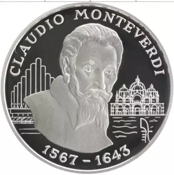 Монета 10 динерс Андорры 1998 года Серебро Клаудио Монтеверди