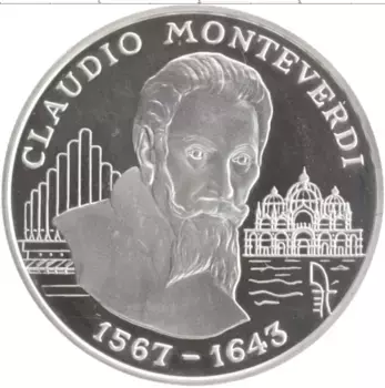 Монета 10 динерс Андорры 1998 года Серебро Клаудио Монтеверди