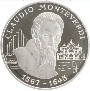 Монета 10 динерс Андорры 1998 года Серебро Клаудио Монтеверди