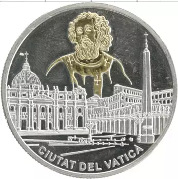Монета 10 динерс Андорры 2005 года Серебро Смерть Папы Иоанна Павла II