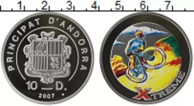Монета 10 динерс Андорры 2007 года Серебро Цифровая печать