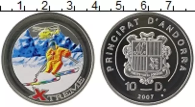 Монета 10 динерс Андорры 2007 года Серебро Цифровая печать