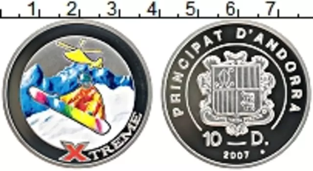 Монета 10 динерс Андорры 2007 года Серебро Экстрим