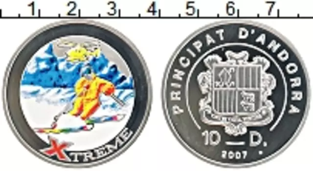 Монета 10 динерс Андорры 2007 года Серебро Экстрим