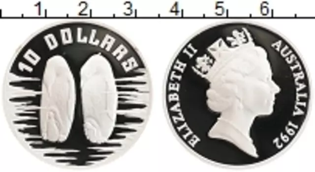 Монета 10 долларов Австралии 1992 года Серебро Пингвины