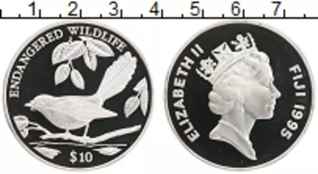 Монета 10 долларов Фиджи 1995 года Серебро Елизавета II