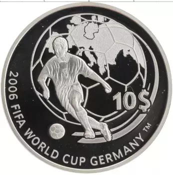 Монета 10 долларов Фиджи 2006 года Серебро Чемпионат мира по футболу 2006