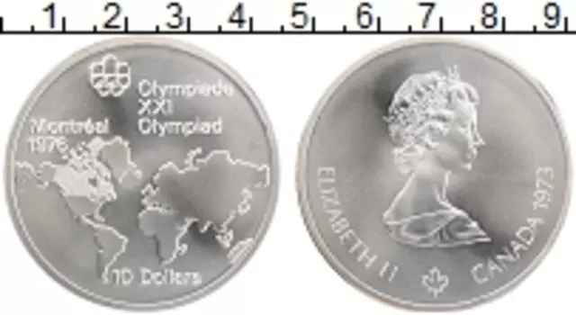 Монета 10 долларов Канады 1973 года Серебро Елизавета II